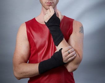 Black matte arm warmers, fashion fingerless gloves medieval festival | X-WRWs