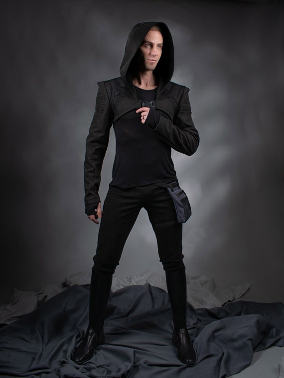 Hooded Men Shrug Wasteland Shrug Black Cyberpunk Sleeves ASA Men Etsy Canada
