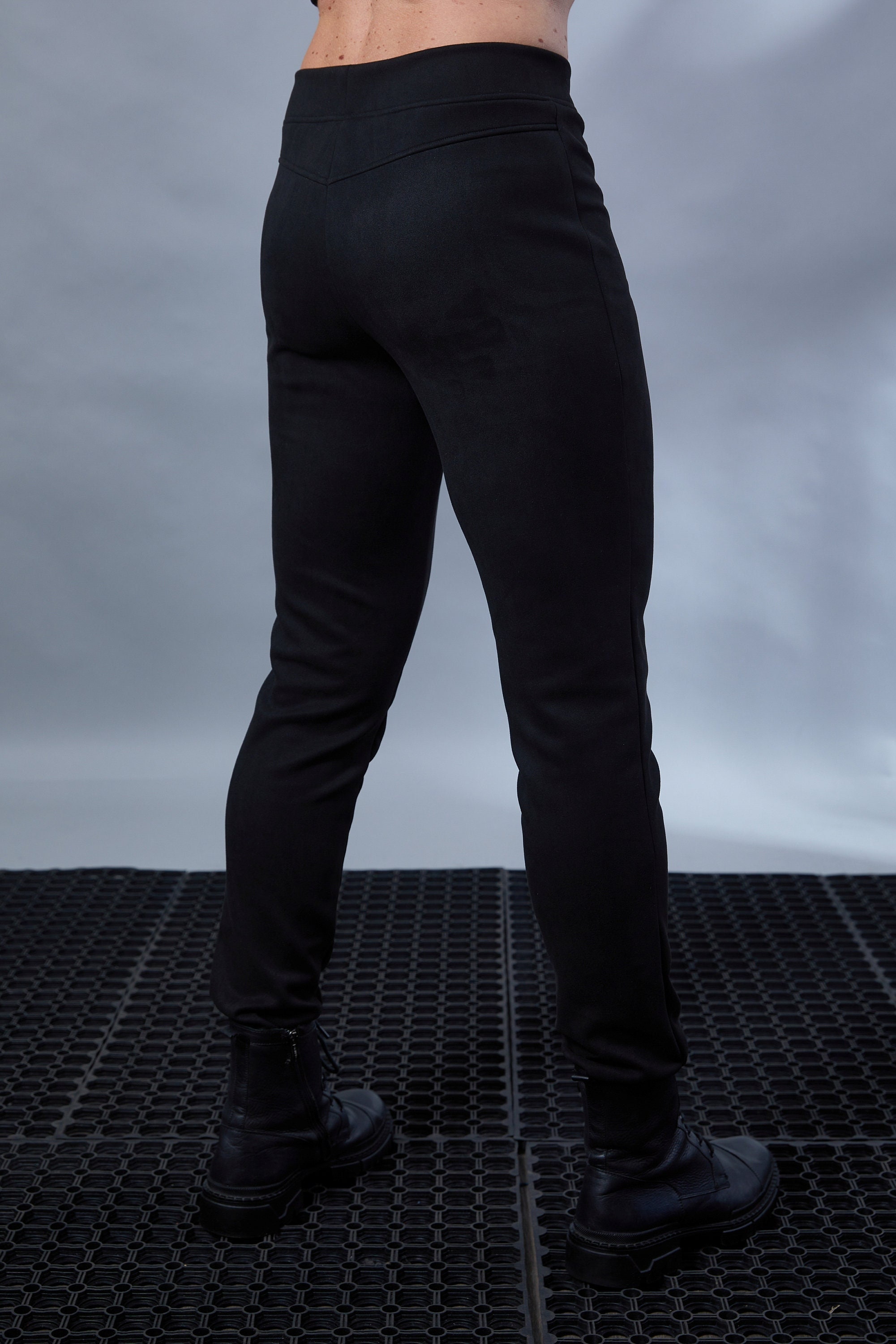 Black meggings, streetwear men's leggings suede pants - PA-LG men