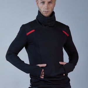 Black techwear sweater cyberpunk clothing, alternative fashion BU men image 4