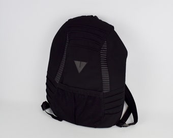 Black cyberpunk waterproof backpack, anti-theft closure, futuristic bag - NASK