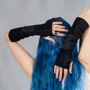 Cyberpunk fingerless gloves LARP arm warmers - H-ARW-Q10