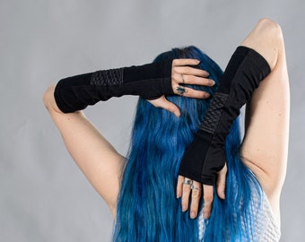 Cyberpunk fingerless gloves LARP arm warmers - H-ARW-Q10