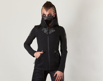 ジャケット・アウター SALUTE MASK BANDANNA ZIPPER JACKET BLACK SALUTE MASK BANDANNA ZIPPER JACKET BLACK
