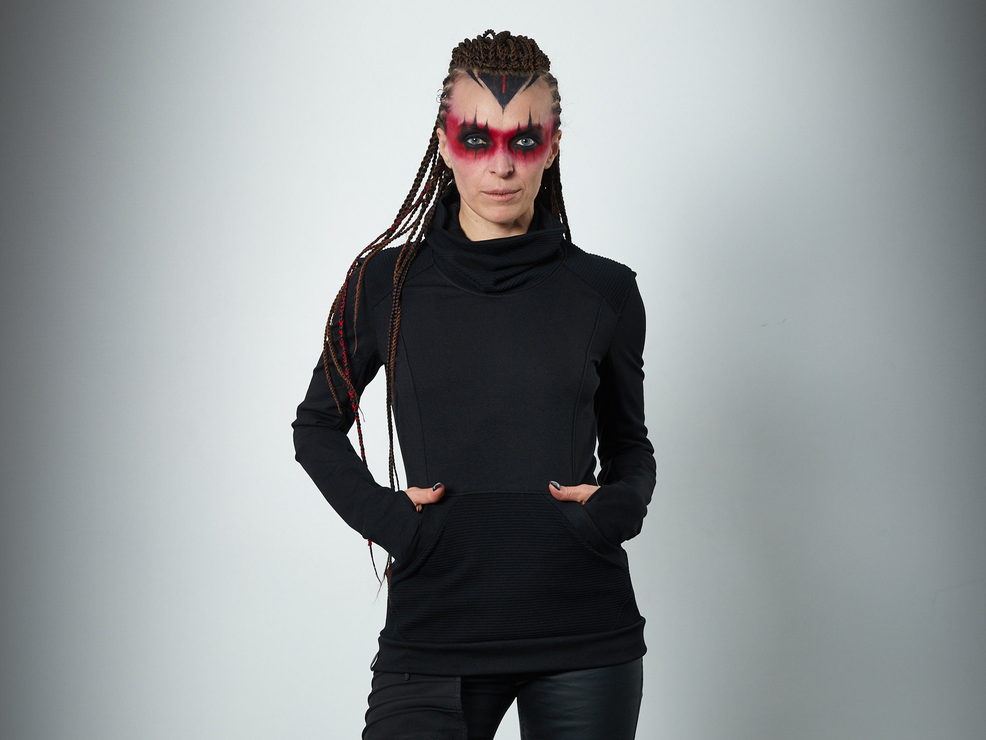 ZOLNAR Cyberpunk Sweater Black sci-fi Clothing - 868 Woman