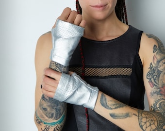 Silver half finger arm warmers - WRP-LL