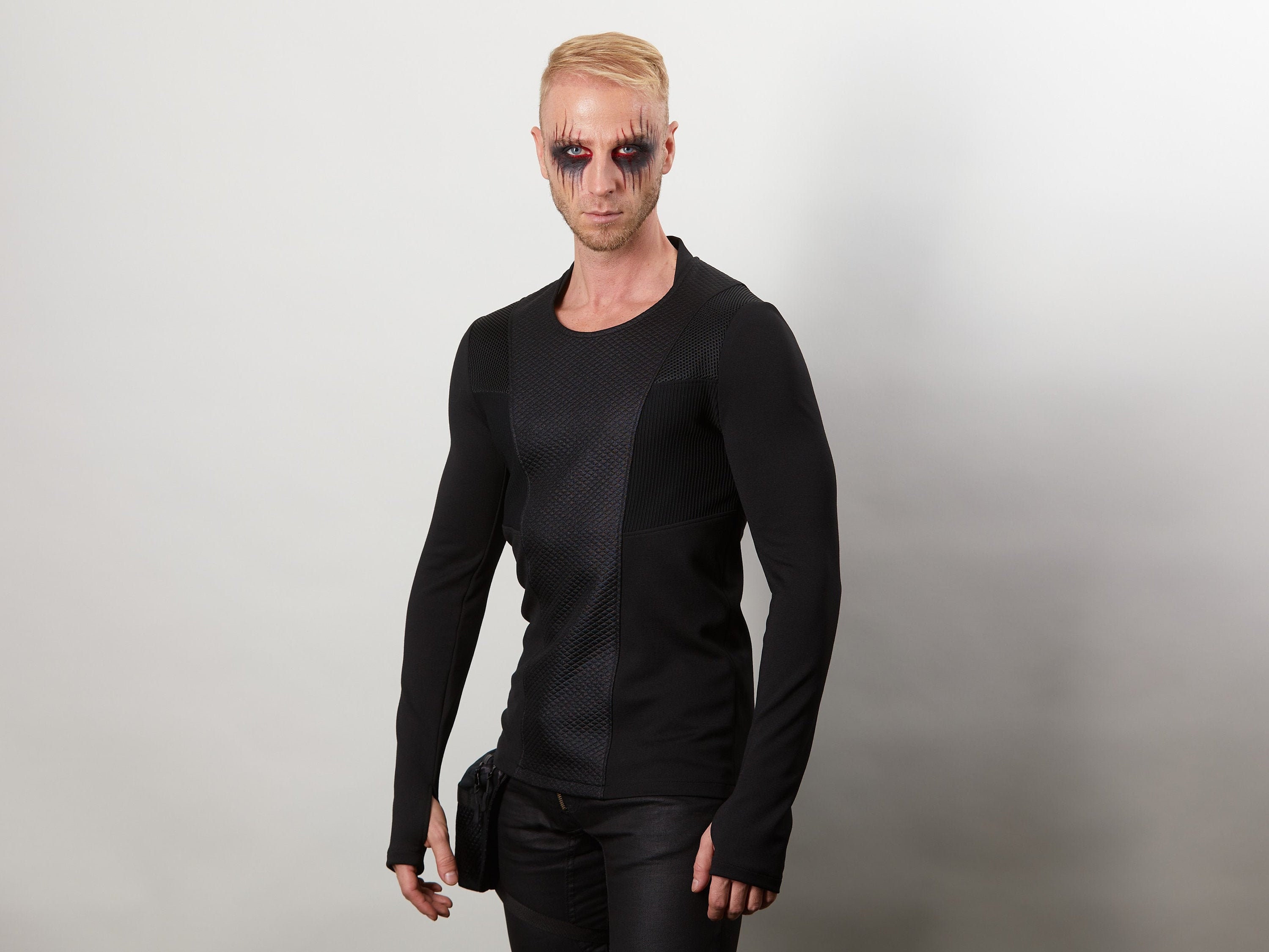 ZOLNAR Cyberpunk Sweater Thumbhole Sleeves Futuristic Clothing - CC1 Q6 Men