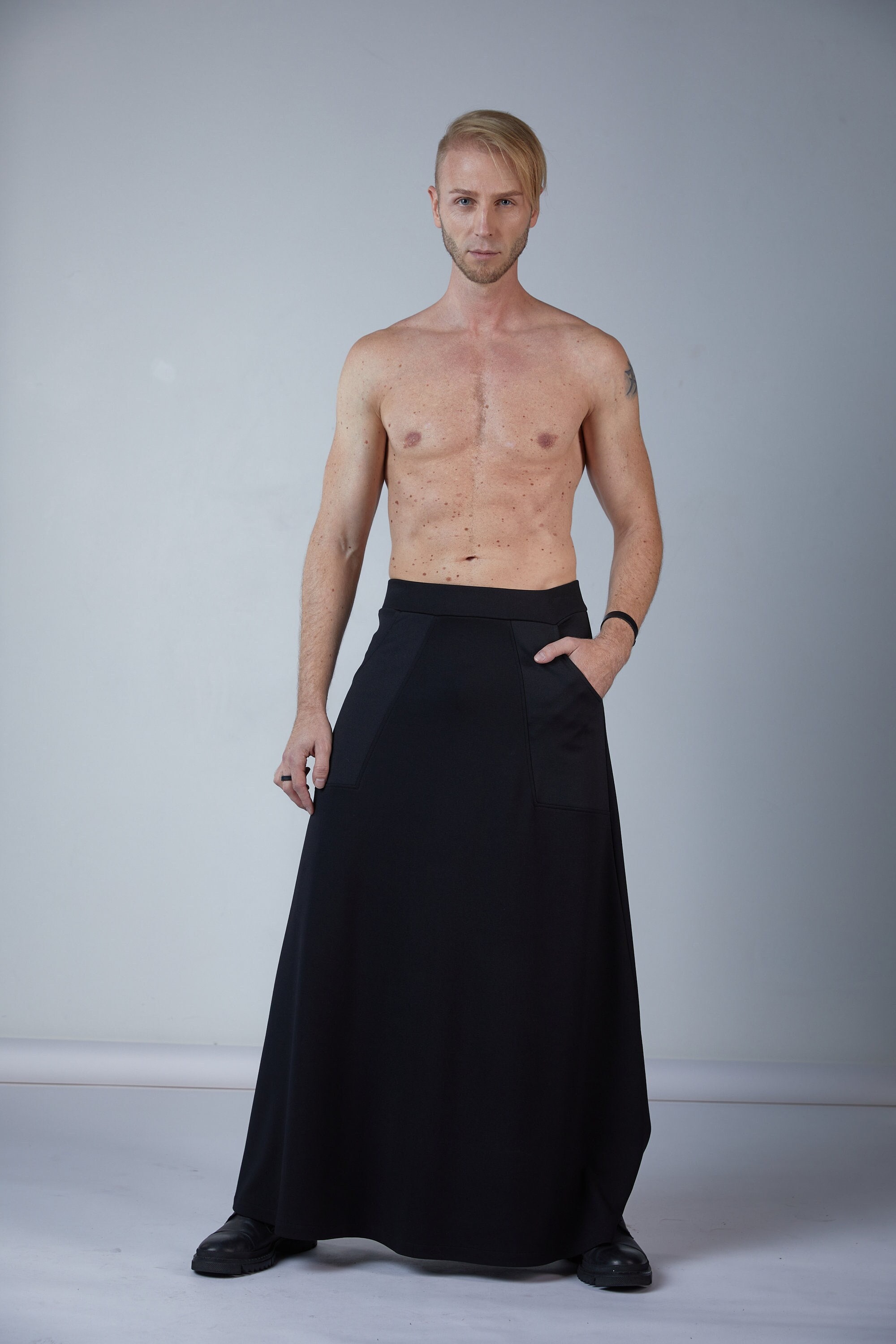 Black Men's Maxi Skirt With Pockets SKP M Etsy