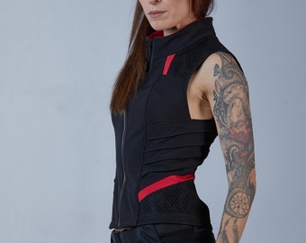 Black cyberpunk vest techwear vest dystopian clothing - VD women