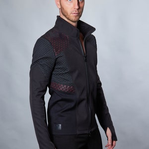 Blouson cyberpunk, blouson hexagonal en faux cuir nid d'abeille - 388