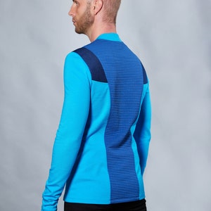 Cyberpunk sweater thumbhole sleeves futuristic clothing blue pullover CC1-7 men image 3