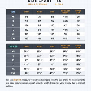SP size chart and how to measure