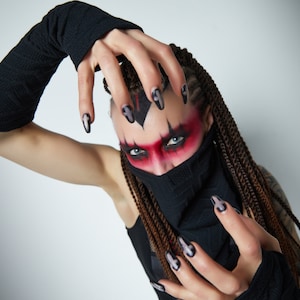 Black arm warmers, fingerless gloves, techwear clothing - ARW Q9