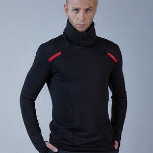 Black techwear sweater cyberpunk clothing, alternative fashion BU men image 6