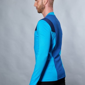 Cyberpunk sweater thumbhole sleeves futuristic clothing blue pullover CC1-7 men image 7