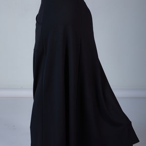 Black maxi skirt with pockets, Full length long skirt SK-P women image 4