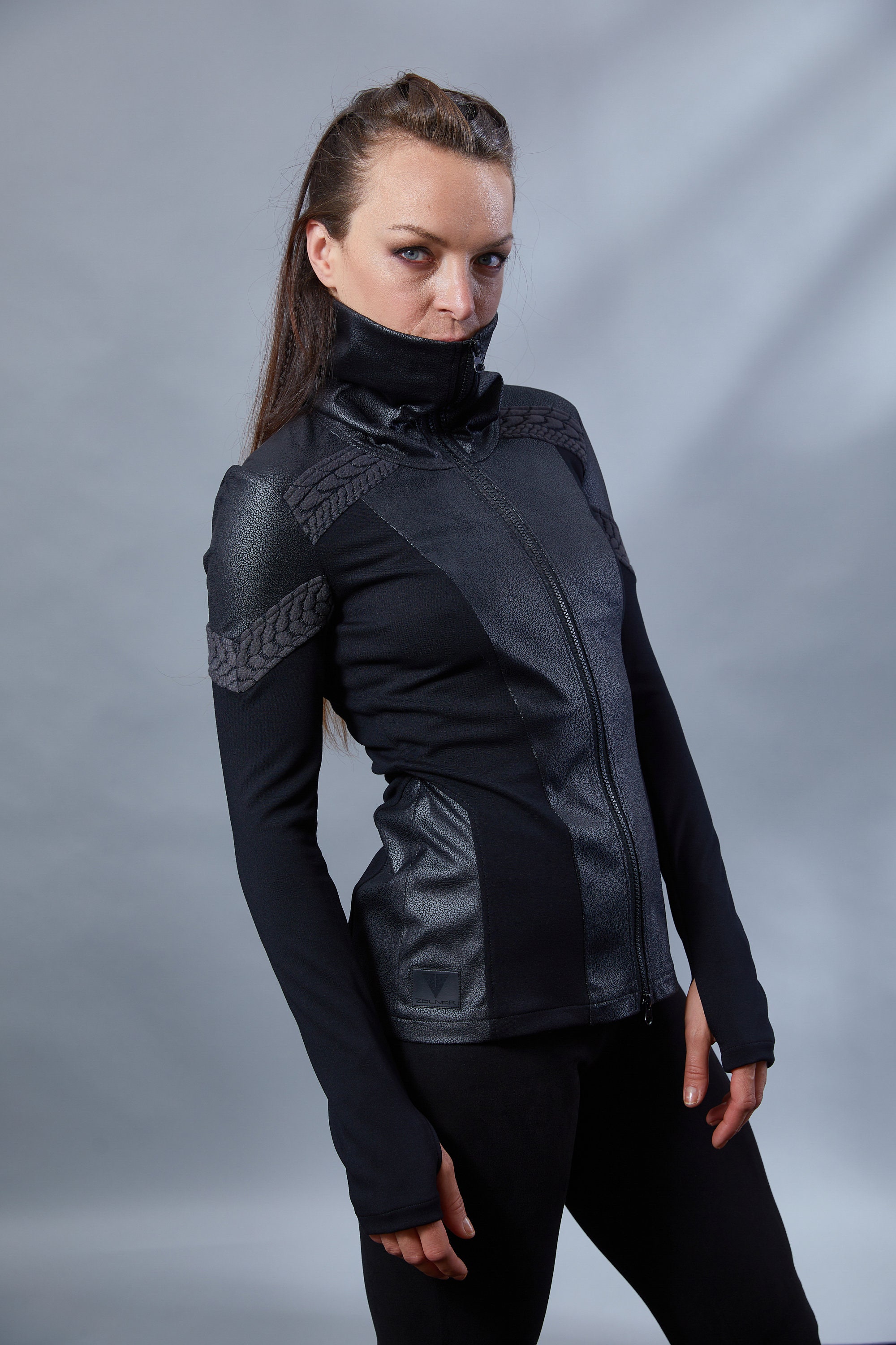 Futuristic Men's Jacket With High Collar Cyberpunk 