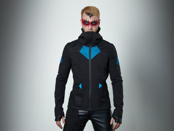 Ambcol Mens Streetwear Windbreaker Jackets Hip Hop Cyberpunk