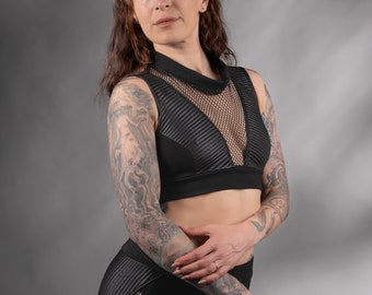 Black crop top, alternative clothing womens goth shirt - CP women