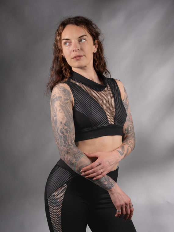 Black crop top, alternative clothing womens goth shirt - CP women
