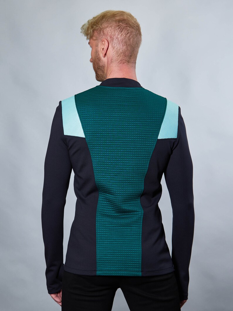 Green cyberpunk sweater thumbhole sleeves cyberpunk clothing emerald green pullover CC1-5 men image 5