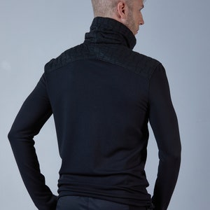 Black techwear sweater cyberpunk clothing, alternative fashion BU men image 3