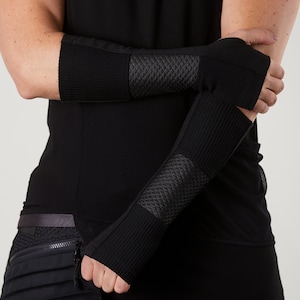 Black cyberpunk arm warmers, techwear gloves, cyberpunk clothing H-ARW-Q6 image 1