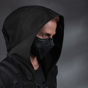 Black Face Mask With Nose Wire, Cyberpunk Mask - MC-Q3 - Etsy