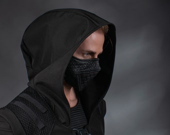 Schwarze Gesichtsmaske mit Nasenbügel, Cyberpunk Maske - MC-Q3