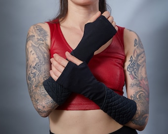 Black arm warmers, fingerless gloves - K-ARP