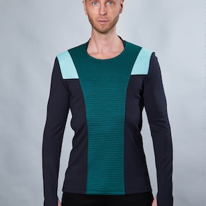 Green cyberpunk sweater thumbhole sleeves cyberpunk clothing emerald green pullover CC1-5 men image 1