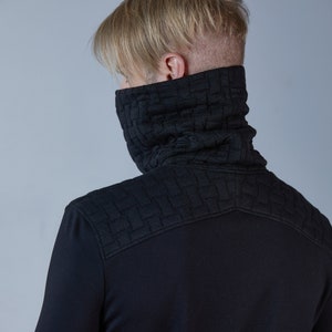 Black techwear sweater cyberpunk clothing, alternative fashion BU men image 5