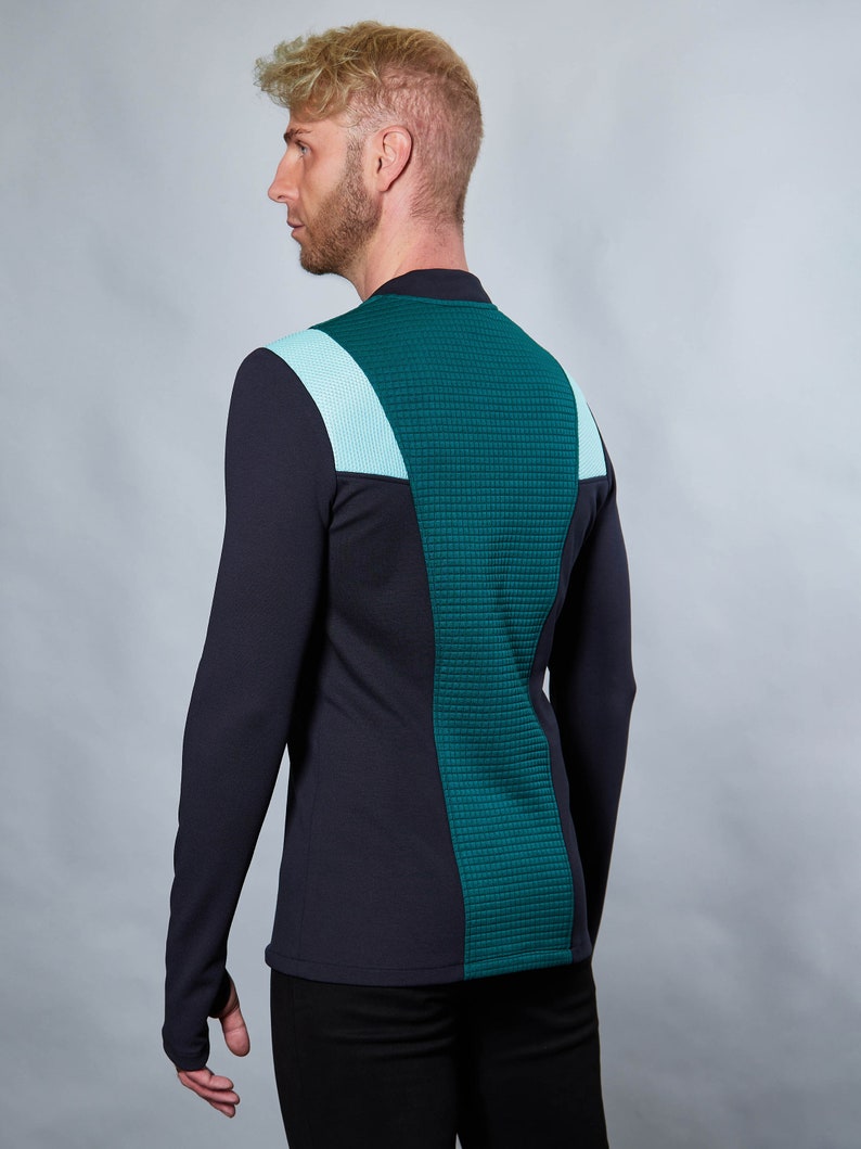 Green cyberpunk sweater thumbhole sleeves cyberpunk clothing emerald green pullover CC1-5 men image 6