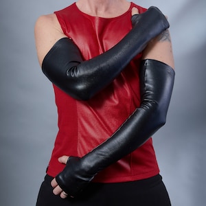PU black arm warmers - FG-PU water resistant fleece