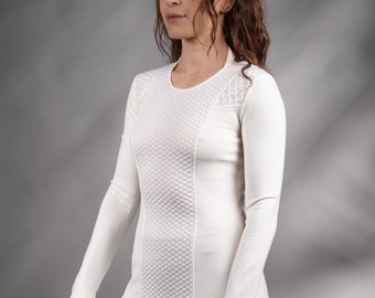Cyberpunk sweater thumb holes shirt white -CC1-00 woman