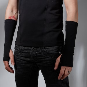 Black arm warmers, gloves without fingertips ARW 画像 1