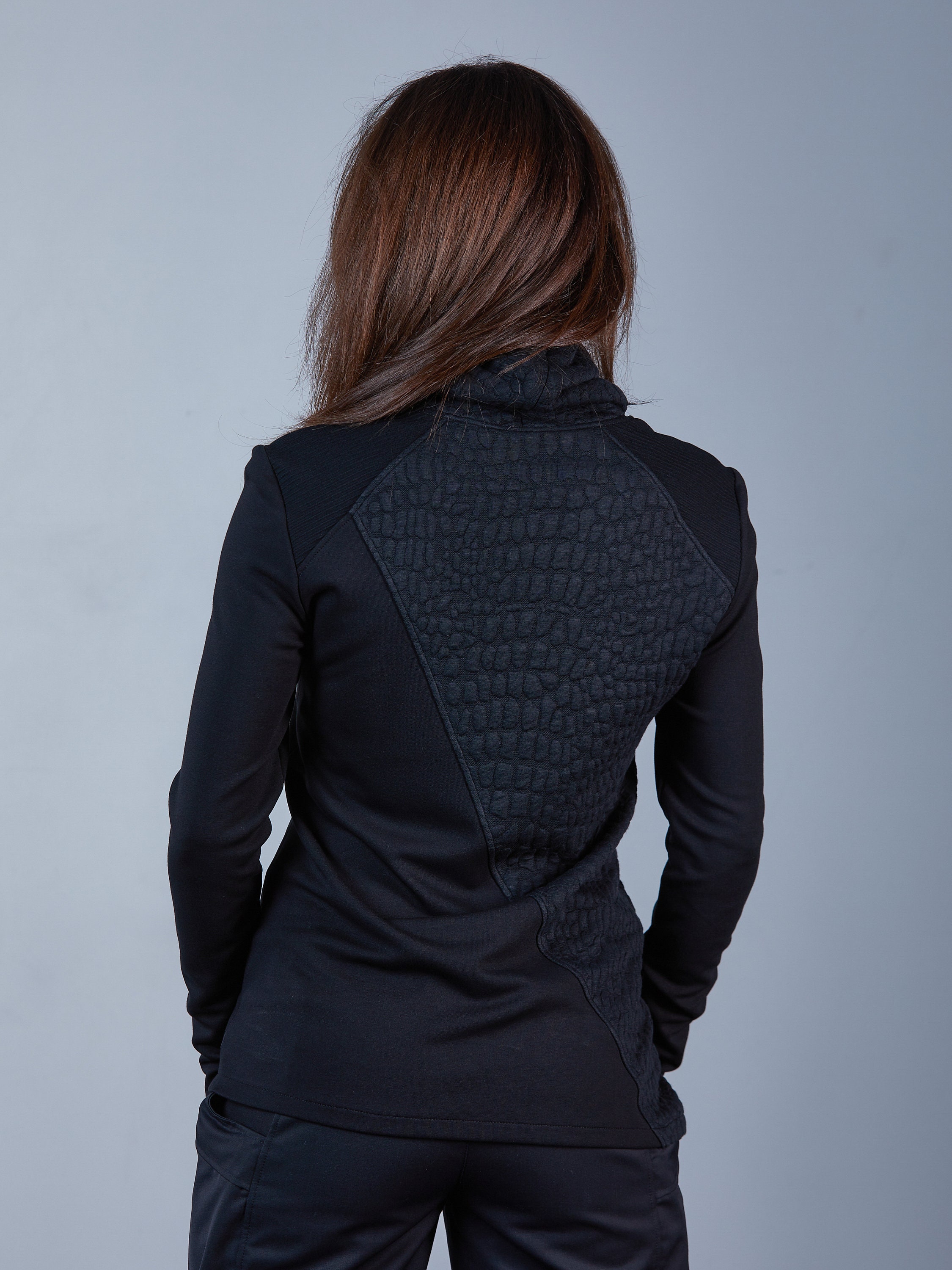 Black Asymmetrical Sweater With High 