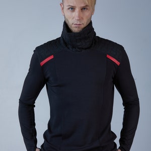 Black techwear sweater cyberpunk clothing, alternative fashion BU men image 1