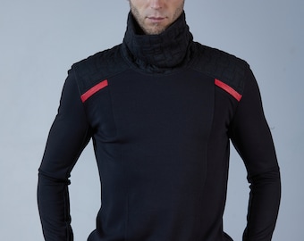 Black techwear sweater cyberpunk clothing, alternative fashion - BU men