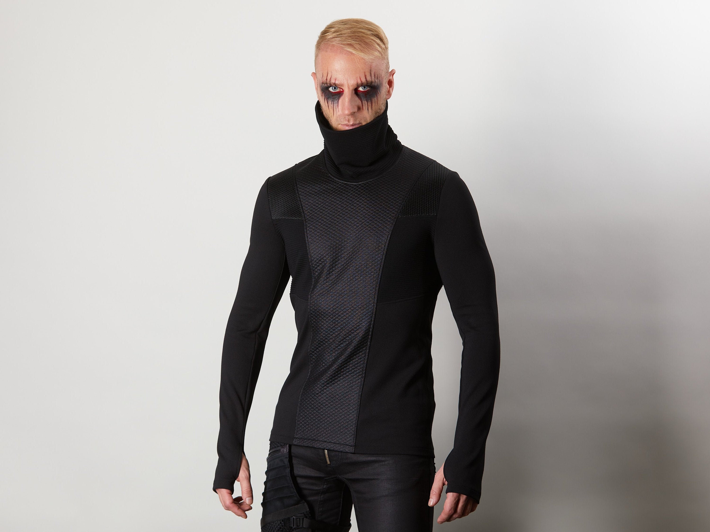 ZOLNAR Cyberpunk Sweater Thumbhole Sleeves Futuristic Clothing - CC2 Q6 Man