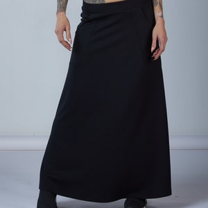 Black maxi skirt with pockets, Full length long skirt SK-P women image 3