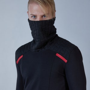 Black techwear sweater cyberpunk clothing, alternative fashion BU men image 2