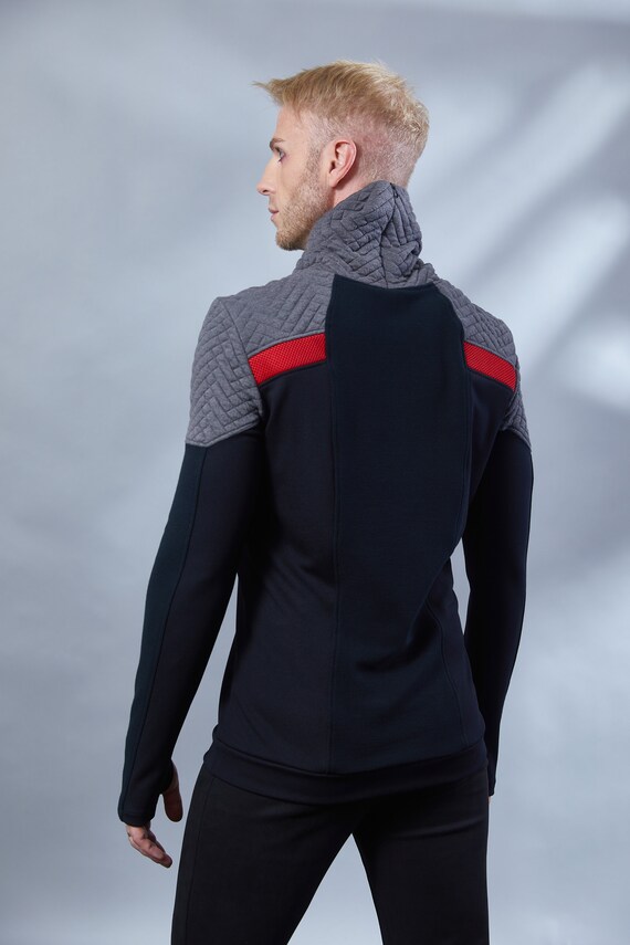 ZOLNAR Cyberpunk Sweater Gray Hexagonal Black Pullover - HS-8 Man