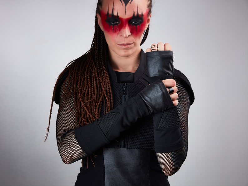 Black Wrist Warmers Unisex Cyberpunk Accessories BR4 Etsy