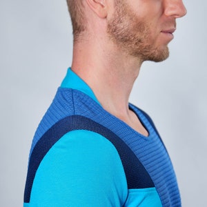 Cyberpunk sweater thumbhole sleeves futuristic clothing blue pullover CC1-7 men image 5