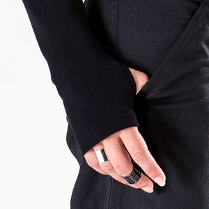 Long fingerless gloves, black arm warmers FG image 9