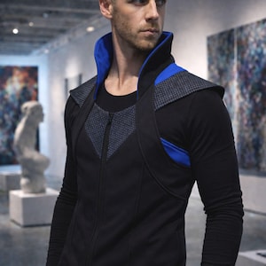 Cyberpunk statement vest, villain cosplay avant garde, sci fi clothing - OD-L men