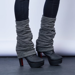Grey leg warmers gray boot socks - LG sq
