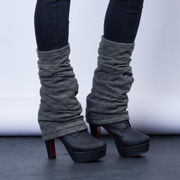 Grey leg warmers gray boot socks - LG sq