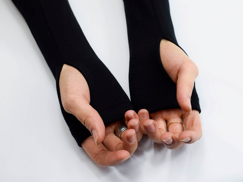 Black arm warmers, gloves without fingertips ARW 画像 4